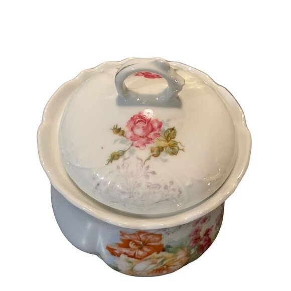 Vintage Floral Candy/Sugar Dish Biscuit Jar with Lid Floral Pattern Antique - Picture 4 of 16